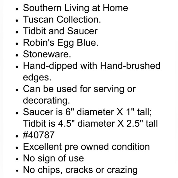 Southern Living At Home Tuscan Tidbit Bowl and Saucer - excellent condition - Picture 4 of 4